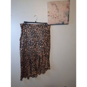 NASTY GAL COLLECTION Leopard Print Silky Ruffle Skirt Size 14